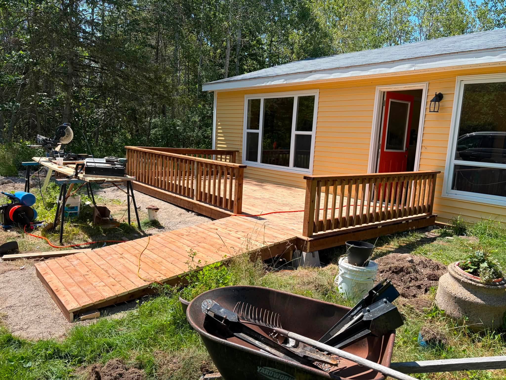 Large accessible deck under construction