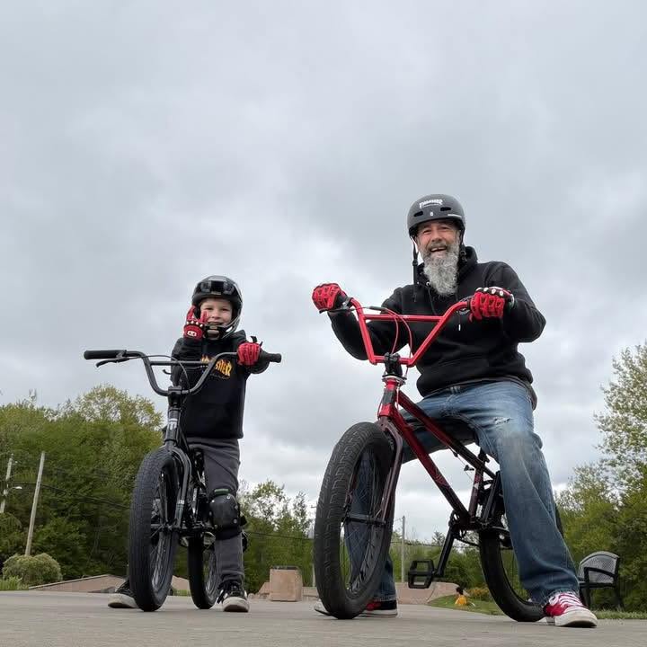 Basil and a young rider at the skatepark